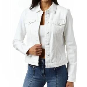 NWT Tractr White Stretch Denim Jean Jacket Cotton Blend – Size XS